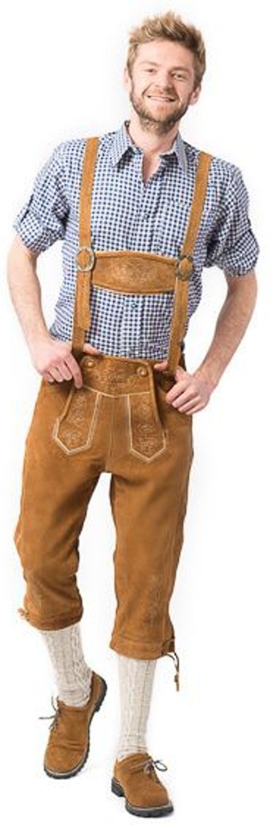 Boeren Tirol & Oktoberfest Kostuum | Schuimhapper Schumi Lederhose Man | Maat 62 | Bierfeest | Verkleedkleding